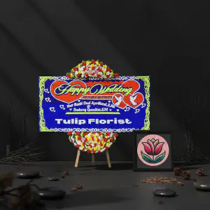 Bunga Papan Happy Wedding