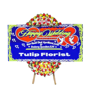 Karangan Bunga Papan Happy Wedding